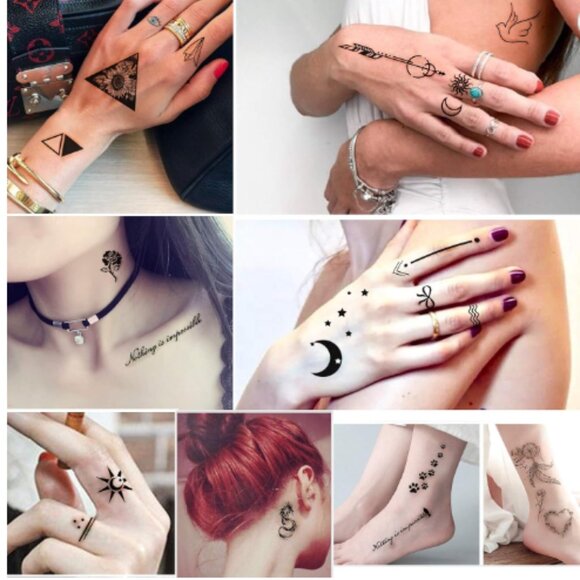 Temporary Tattoos Small Body Art Waterproof Stickers Black Party Favors Costumes - Picture 9 of 10